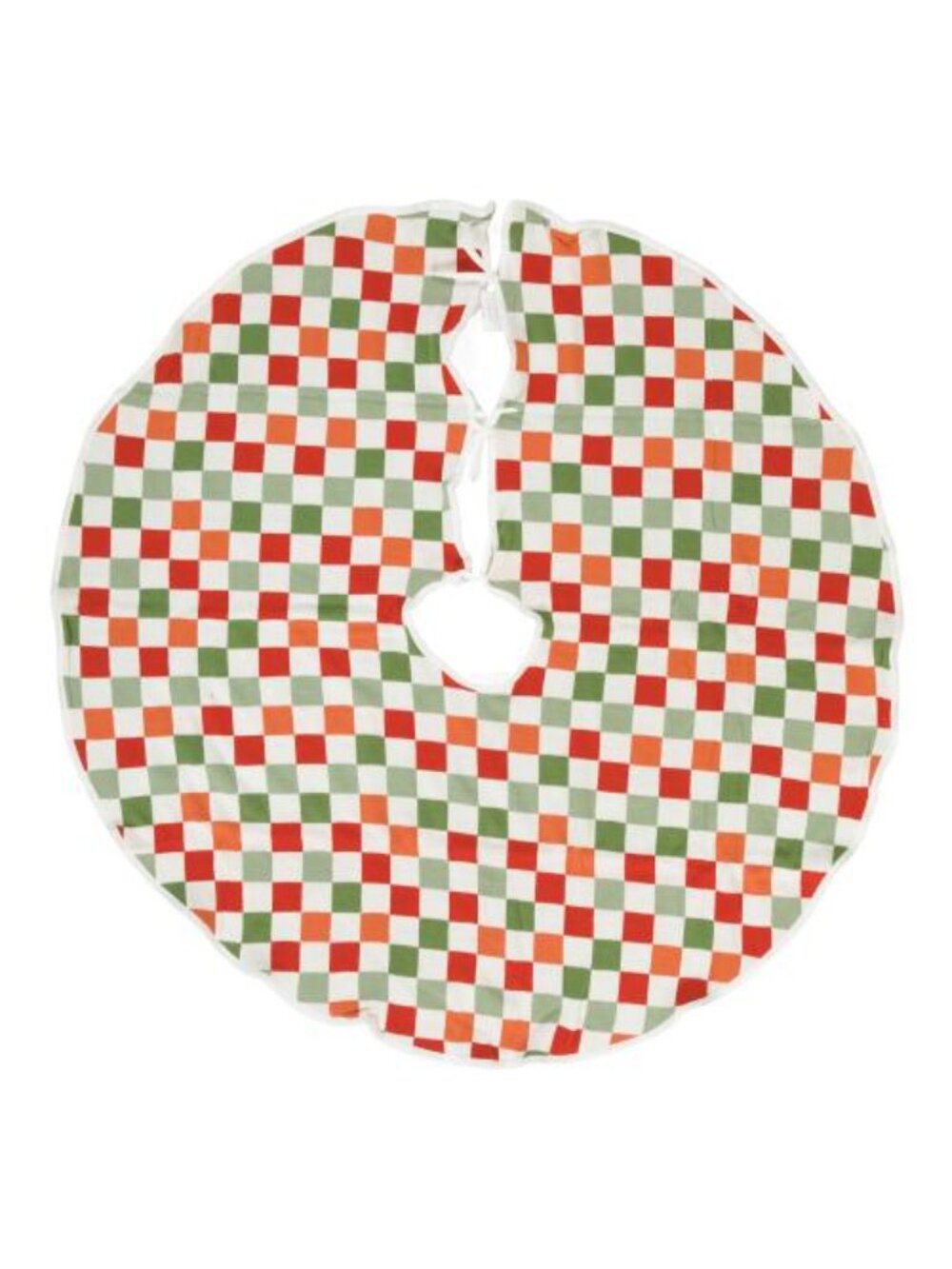 MDESIGN 52in Festive Checkered Jacquard Knit Christmas Tree Skirt NWT